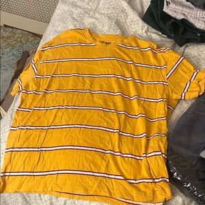 Topman Mustard and White Striped Tee